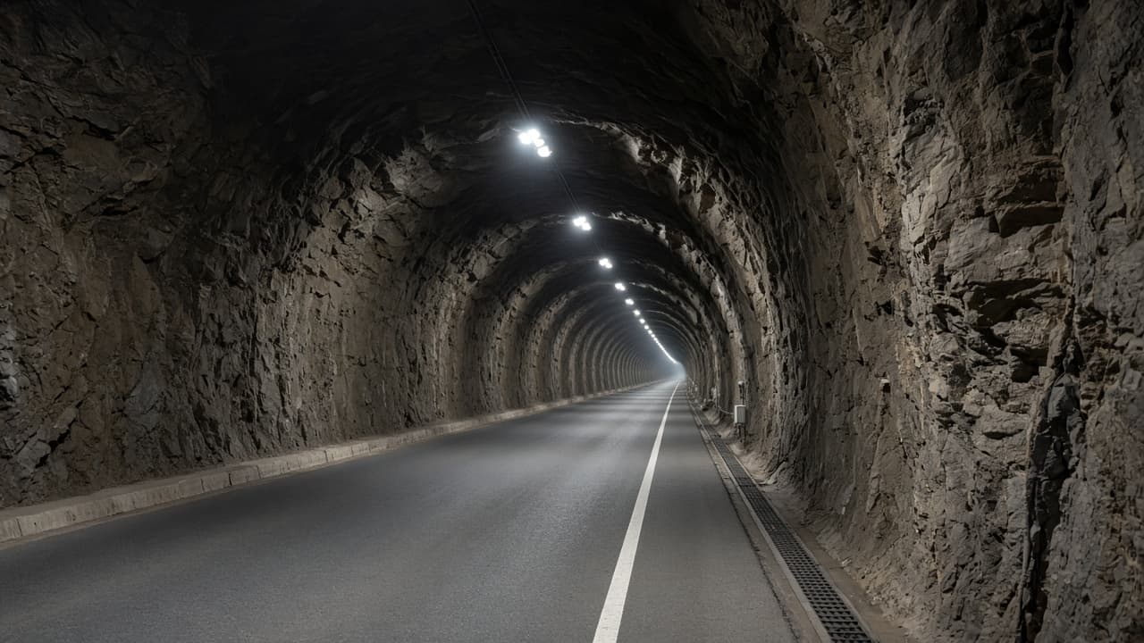 Road tunnel civil infrastructure interior