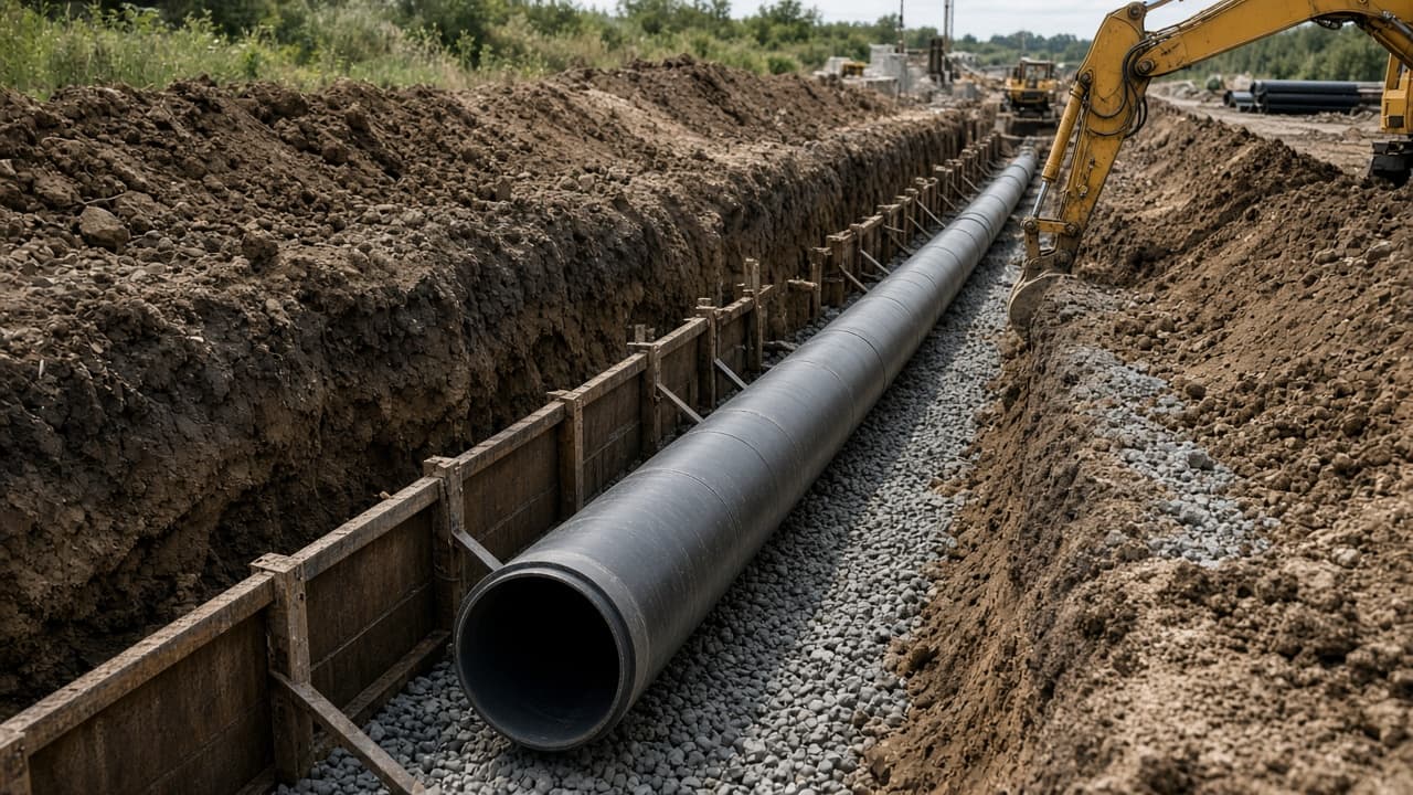 Underground utility infrastructure trench work