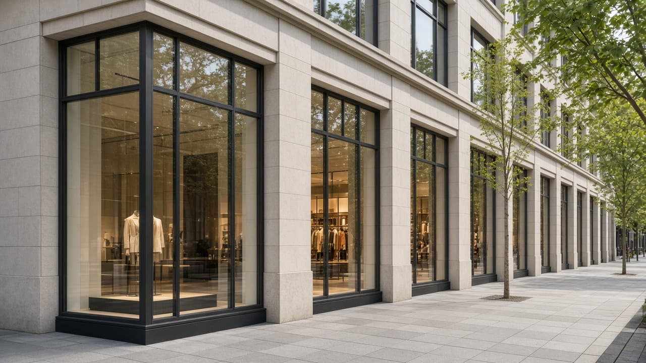 Retail storefront and commercial streetscape