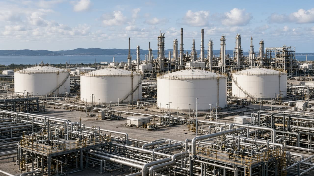 Oil and gas storage tanks and process piping