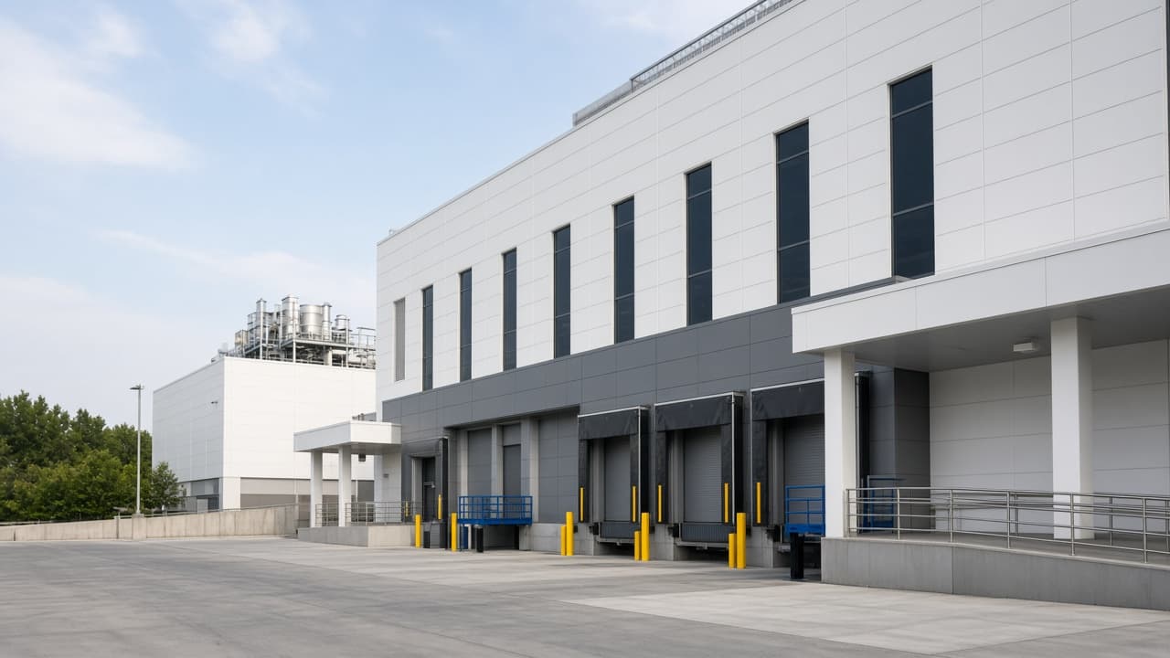 Pharmaceutical manufacturing plant exterior