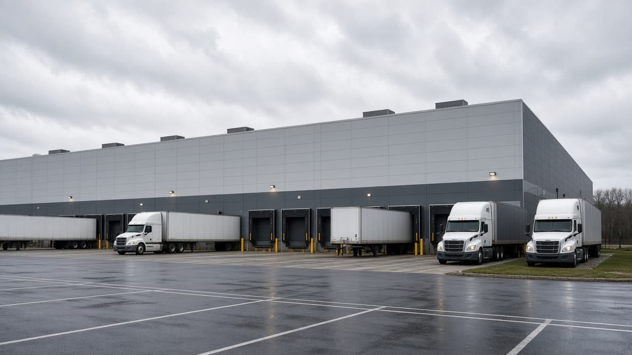 Warehouse distribution center with loading docks