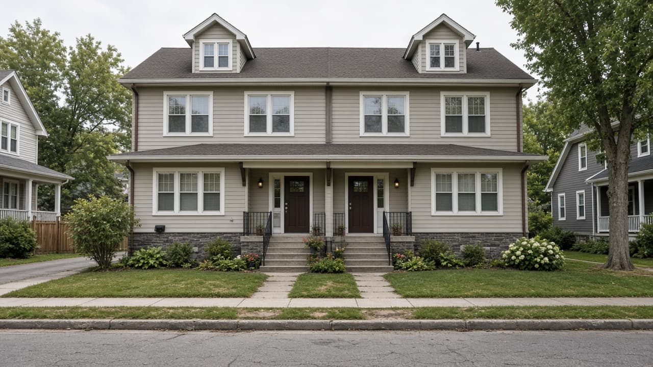 Duplex two-family residential building