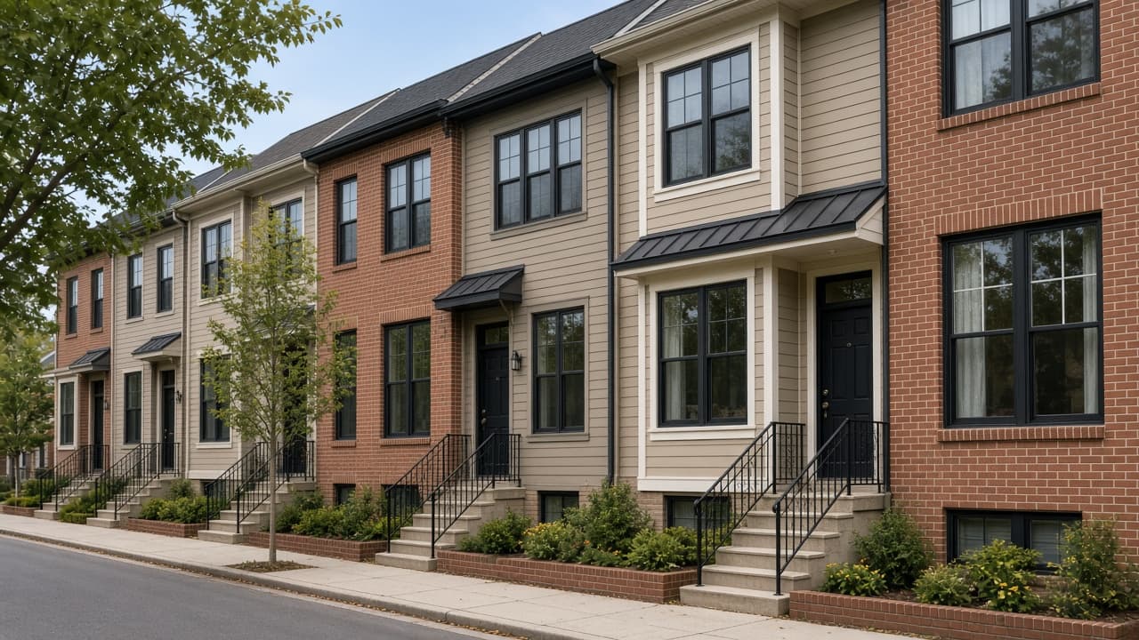 Townhome row housing residential street