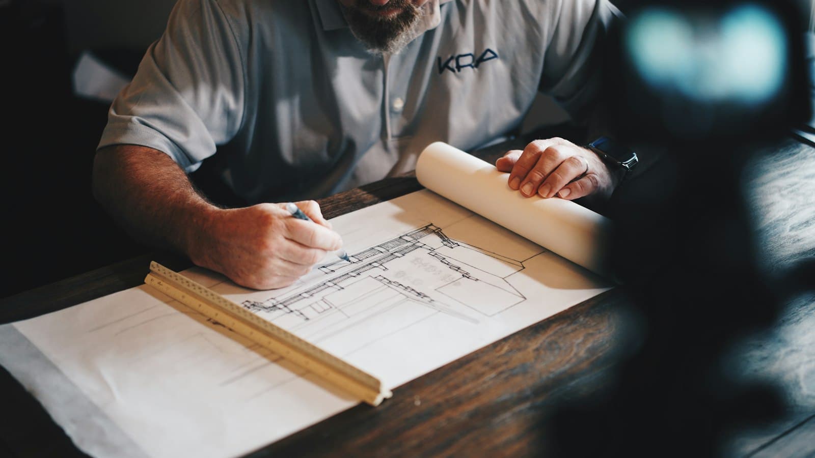 BIM model overlaid on two-dimensional architectural plans